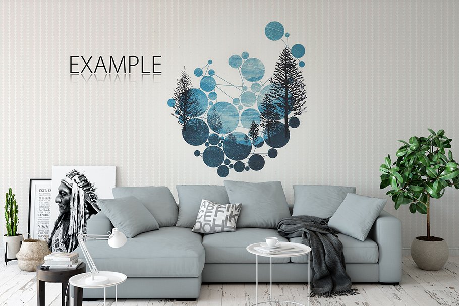 家居室内墙纸&相框画框样机模板 Interior Wall & Frames Mockup – 4插图(23)