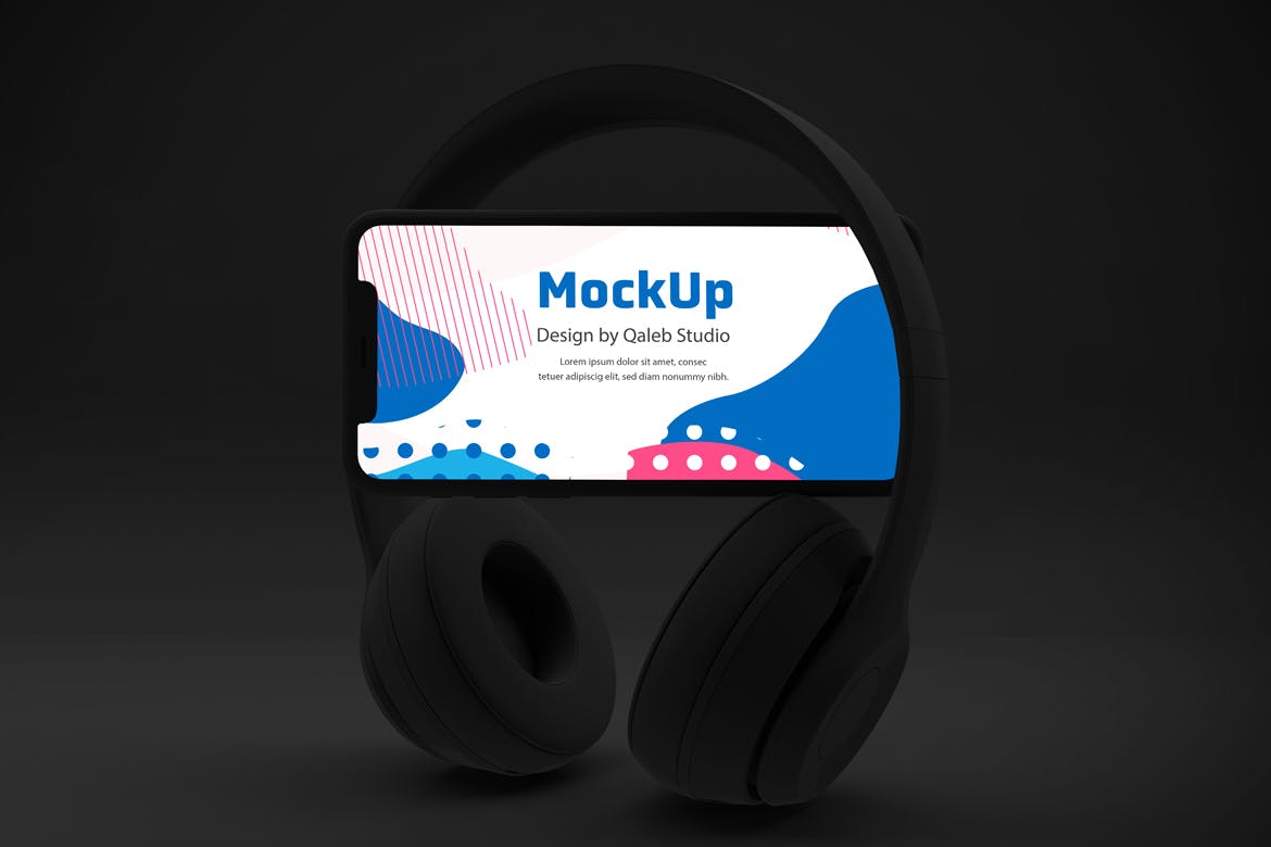 深色背景iPhone音乐APP应用UI设计效果图素材库精选样机 Dark iPhone Music App Mockup插图(4)