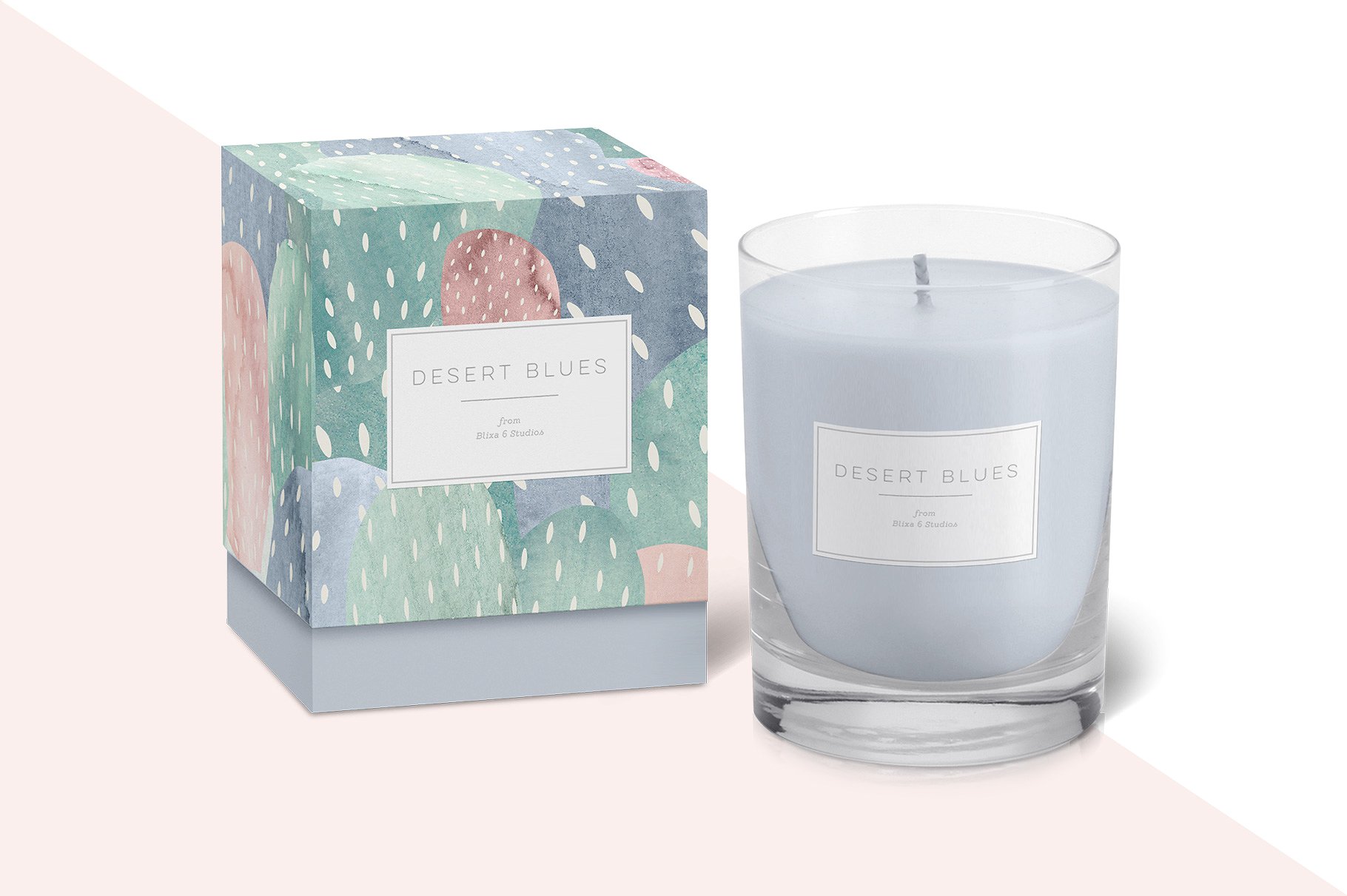 沙漠/旱地/仙人掌水彩插画图案纹理 Desert Blues Cactus Watercolors插图(1)