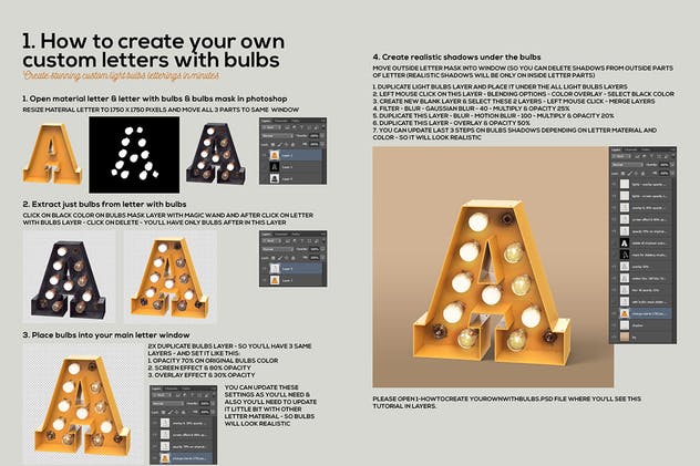 大帐篷灯泡装饰金属字体场景模板5 Marquee Light Bulbs Chaos 5 – Black Lettering插图(5)