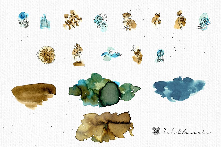 水彩墨水元素 Ink Elements with Watercolor插图(8)