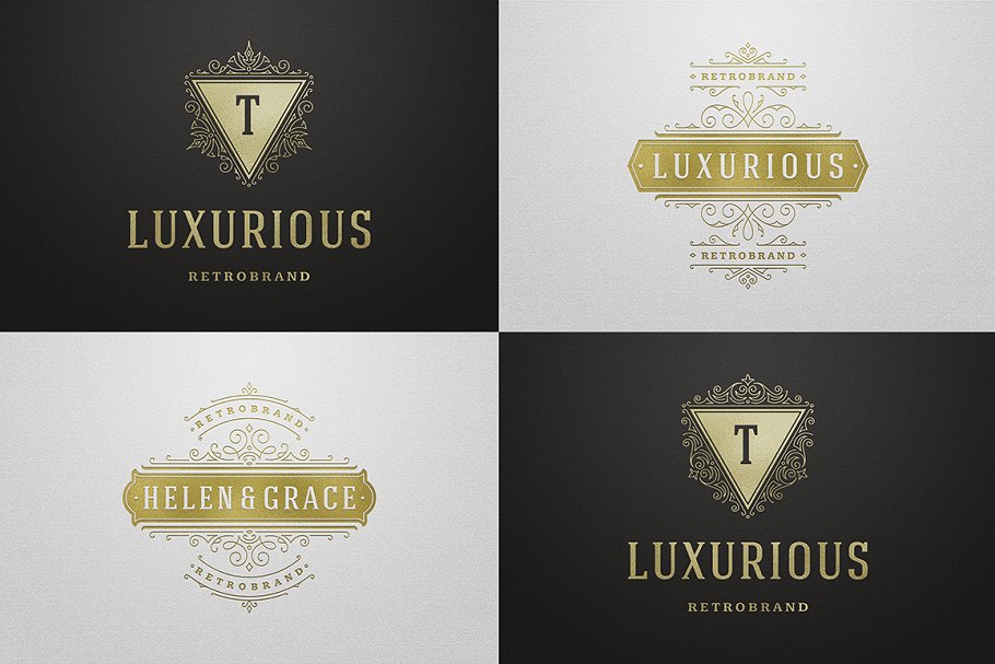 50个奢华装饰Logo及徽章  50 Ornament logos & badges插图(3)