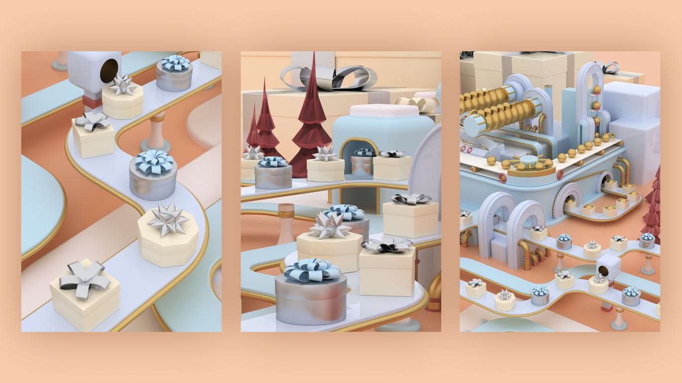 3D建模圣诞节主题概念工厂场景PNG素材 Christmas Factory插图(8)