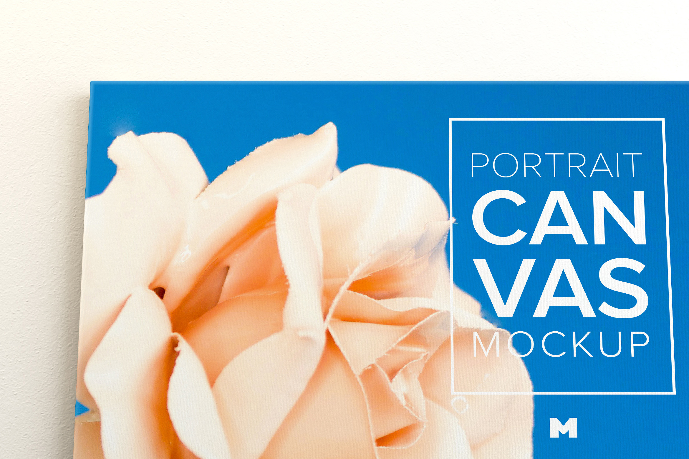 画像＆画作展览挂墙肖像画布画框前视图样机素材 Portrait Canvas Frame Mockup Hanging on Wall in Front View插图