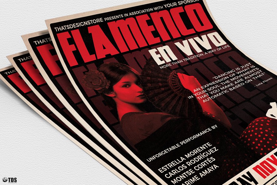 弗拉明戈吉他演奏宣传海报设计PSD模板V6 Flamenco Flyer PSD V6插图(4)