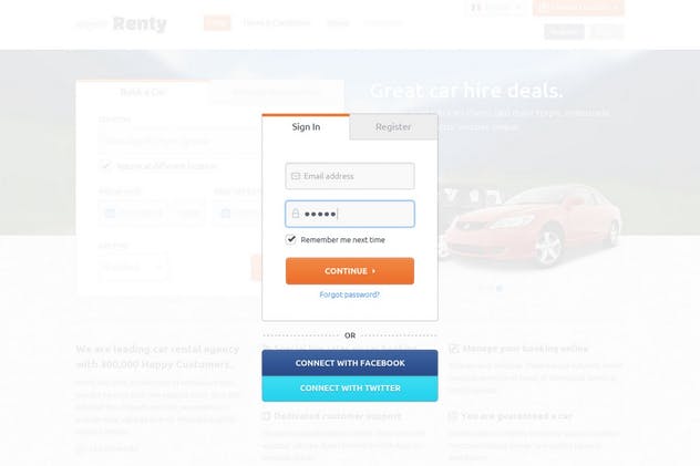 汽车租赁&销售网站设计PSD模板 Renty – Car Rental & Booking PSD Template插图(8)