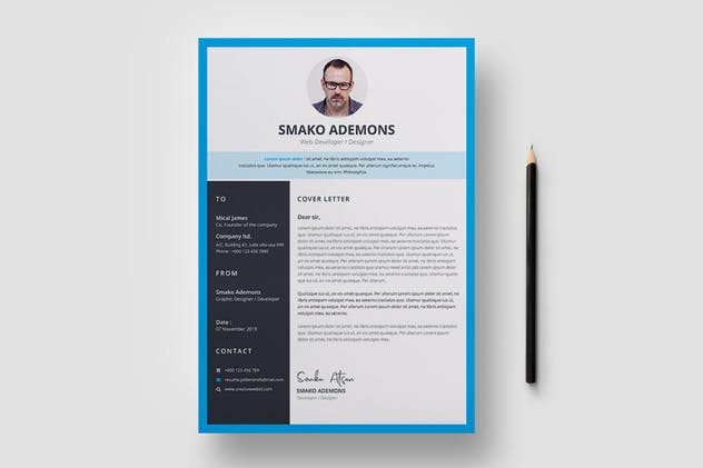 个人电子简历&推荐信二合一设计模板 Resume Template 37插图(1)