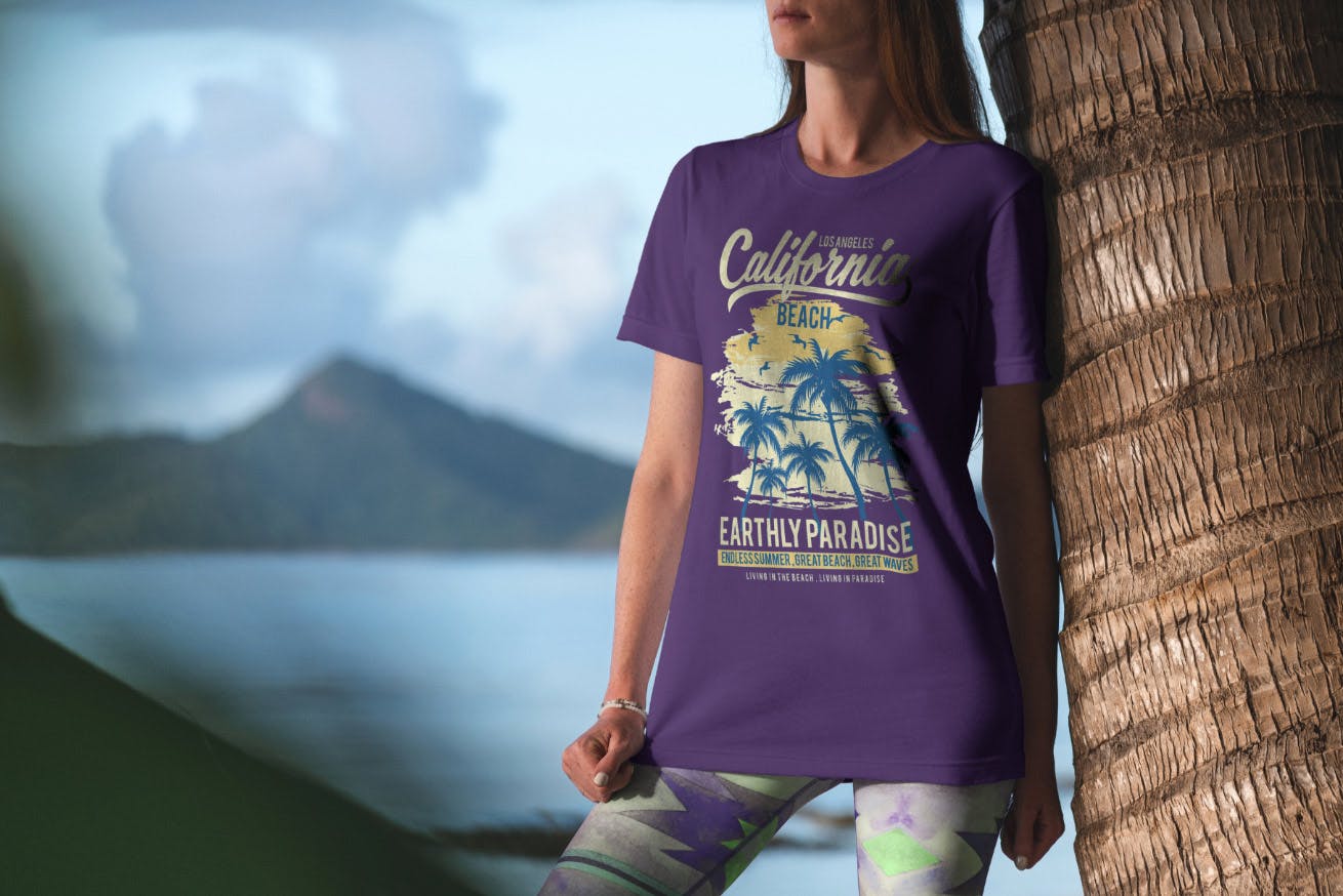 度假系列-女士性感背心印花图案设计图样机素材库精选v3 T-Shirt Mockup Vacation Edition Vol. 3插图(2)