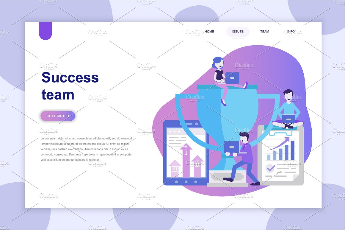 扁平概念ui界面设计套件 Landing Page Templates插图(10)