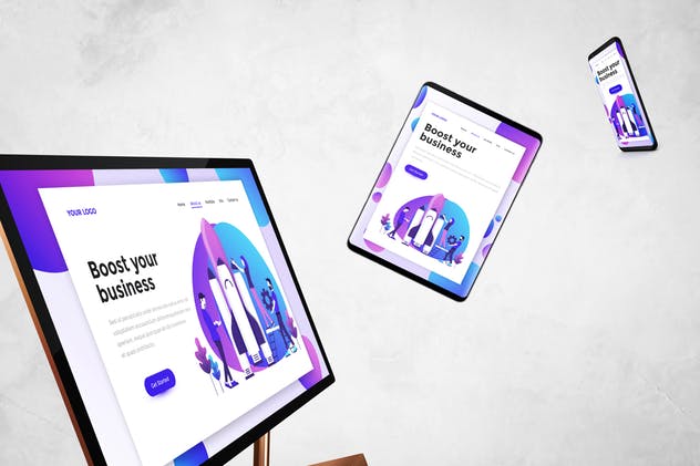 跨平台设计项目展示样机合集 Responsive Screens Mockup插图(2)