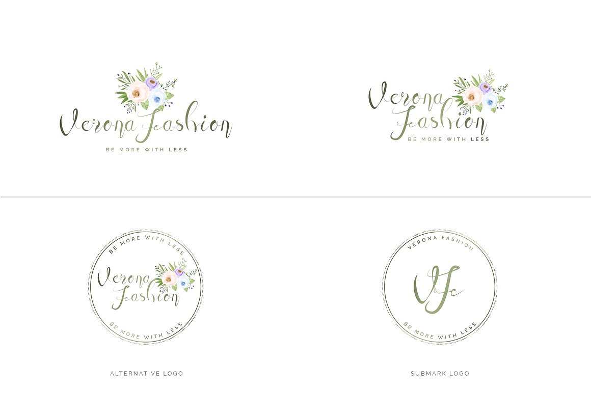 超级水彩风 Logo 设计素材包 Watercolor Premade Branding Logo Kit [模板、纹理&元素]插图(52)