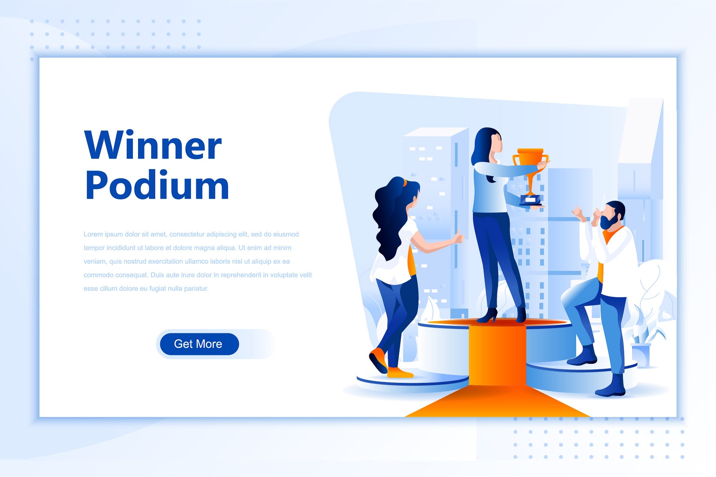 颁奖台领奖网站设计概念插画设计素材 Winner Podium Flat Landing Page Header插图