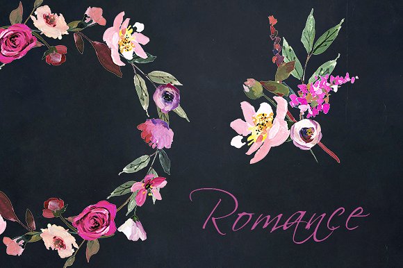 粉红色水彩花卉剪贴画合集 Pink Red AcrylFlowers Clipart插图(3)