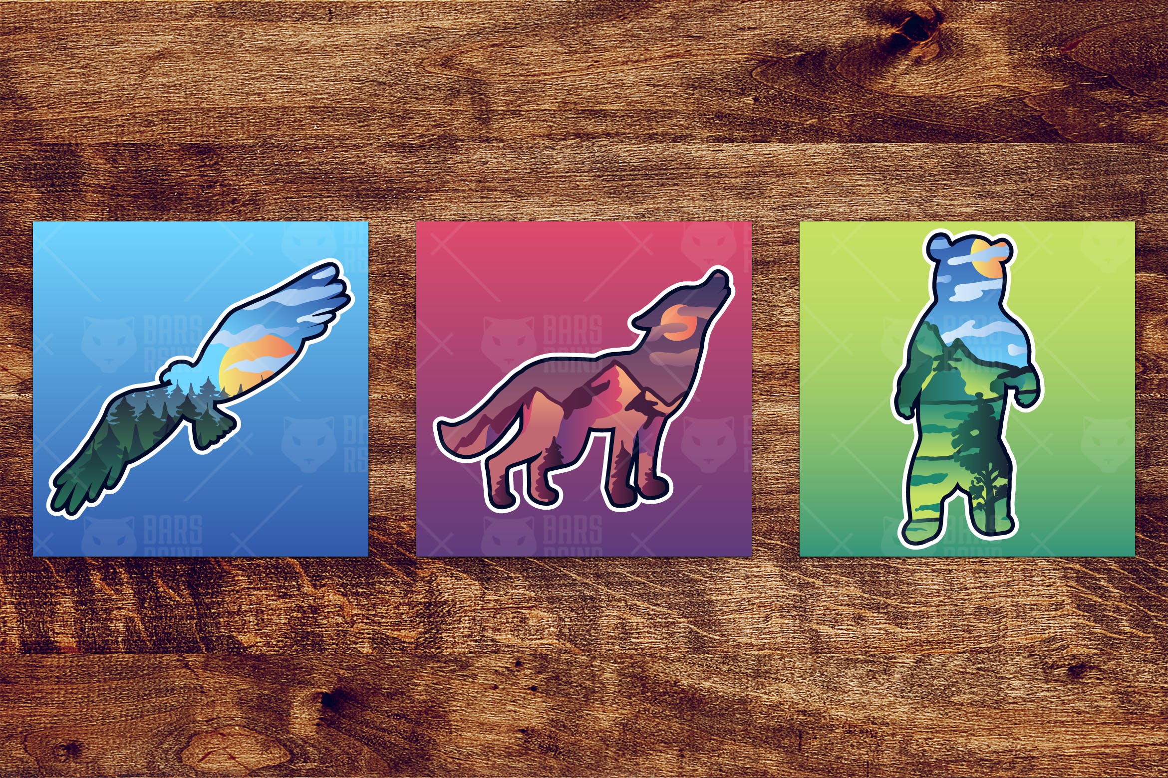 野生动物轮廓图形自然景观设计素材 Landscapes In Wild Animals插图