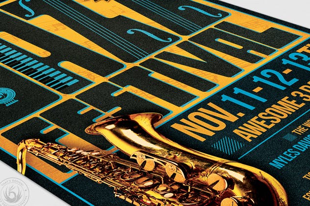 爵士音乐会活动海报模板设计v2 Jazz Festival Flyer Template V2插图(5)