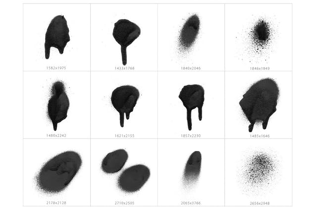 100+油漆喷雾效果斑点&圆点设计素材 101 Blob & Spot Spray Shapes插图(3)