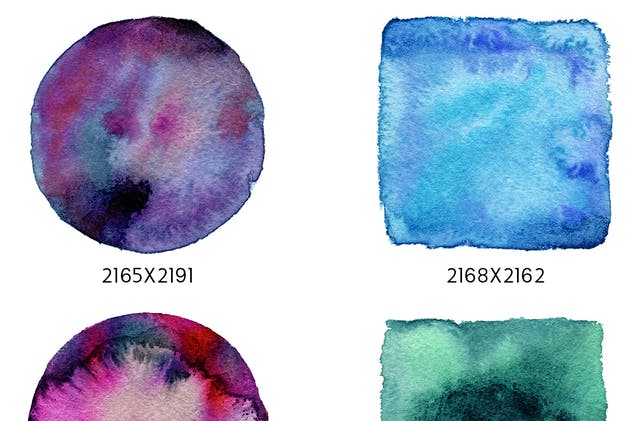 24款抽象几何水彩图形合集 Geometric Watercolor Shapes插图(4)