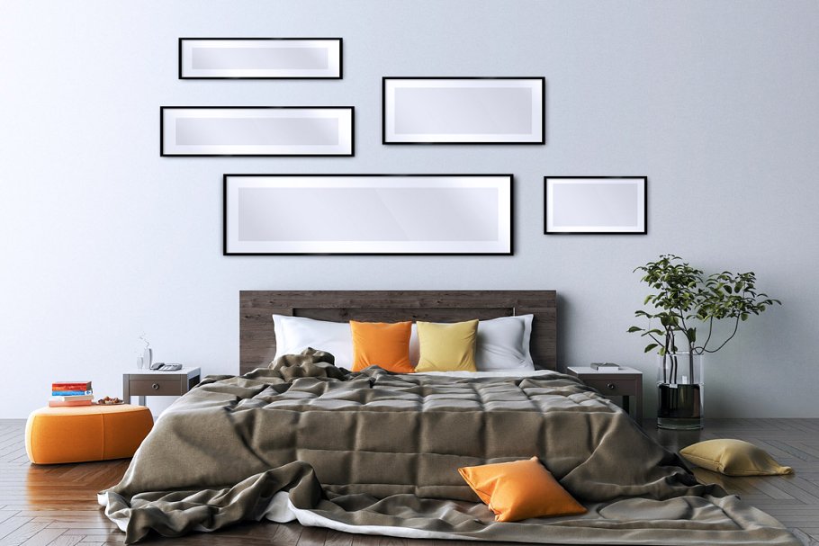 卧室&客厅相框画框样机大合集 10 x Interior Backgrounds 03插图(5)