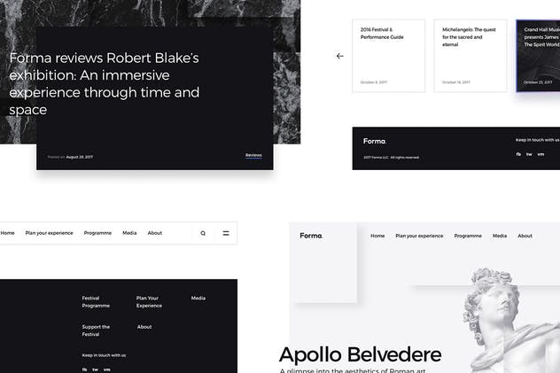 黑白风格创意网站UI模板 Forma UI Kit插图(1)