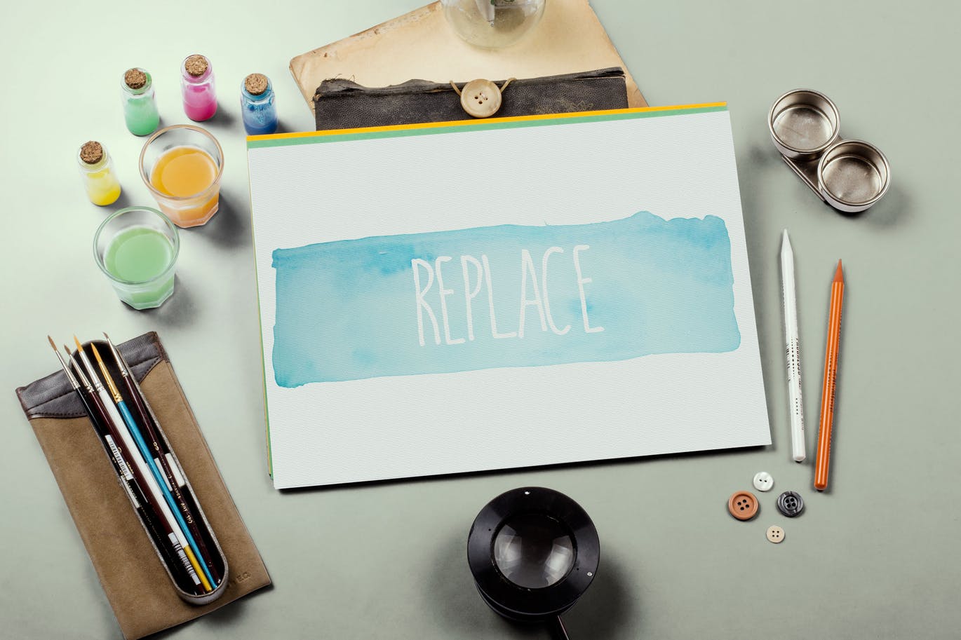 水彩手绘作品欣赏展示样机模板#6 Watercolor Paint Mockup Template #6插图