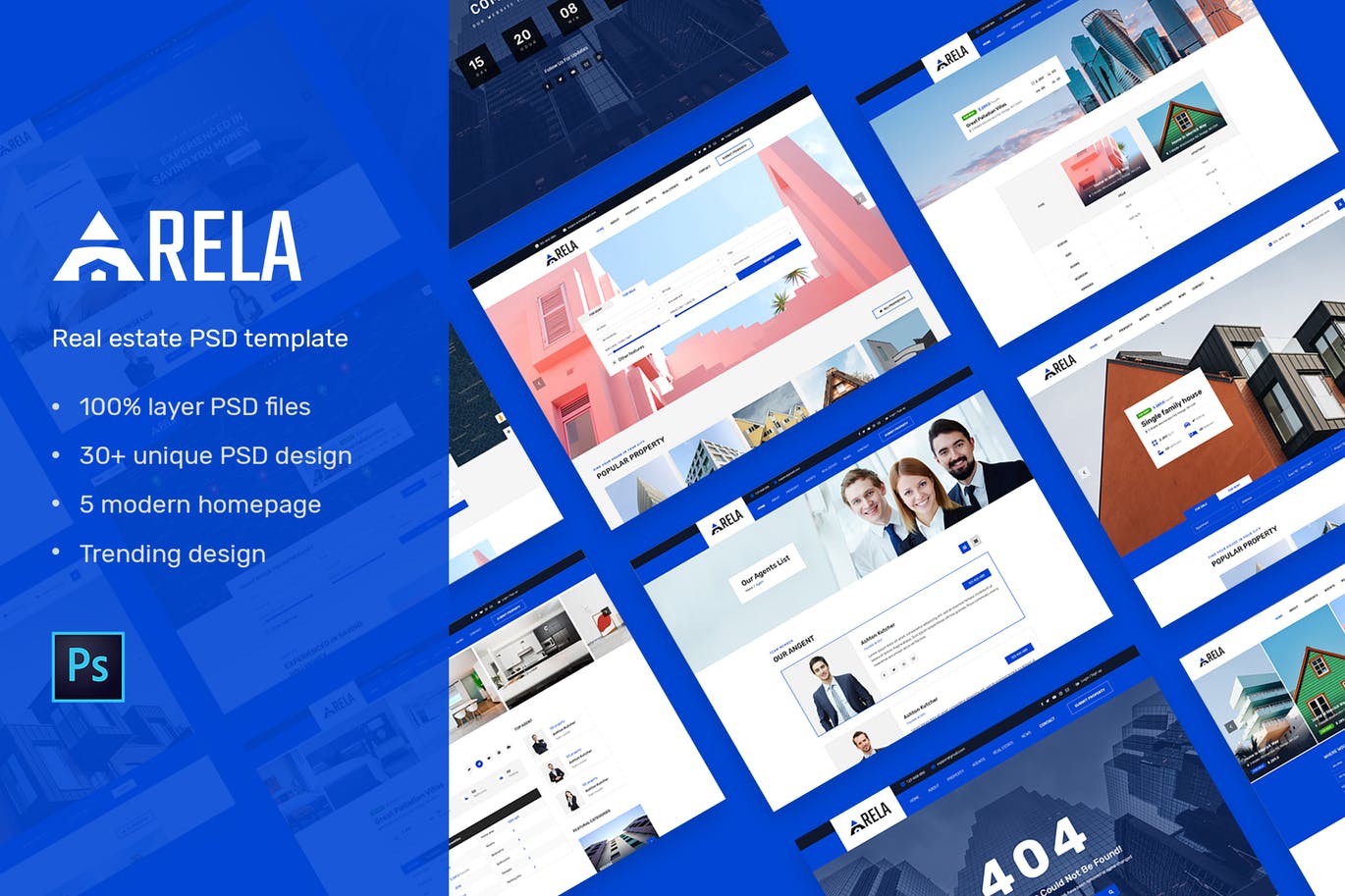 房地产经销商城网站设计PSD模板 Arela | Real Estate PSD Template插图