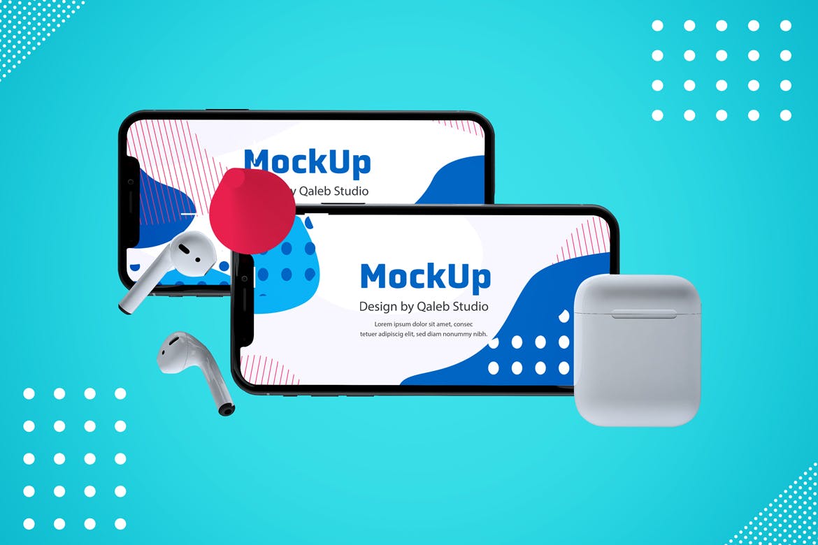 创意在线听歌音乐APP应用UI设计效果样机模板 Abstract Music App MockUp插图(5)