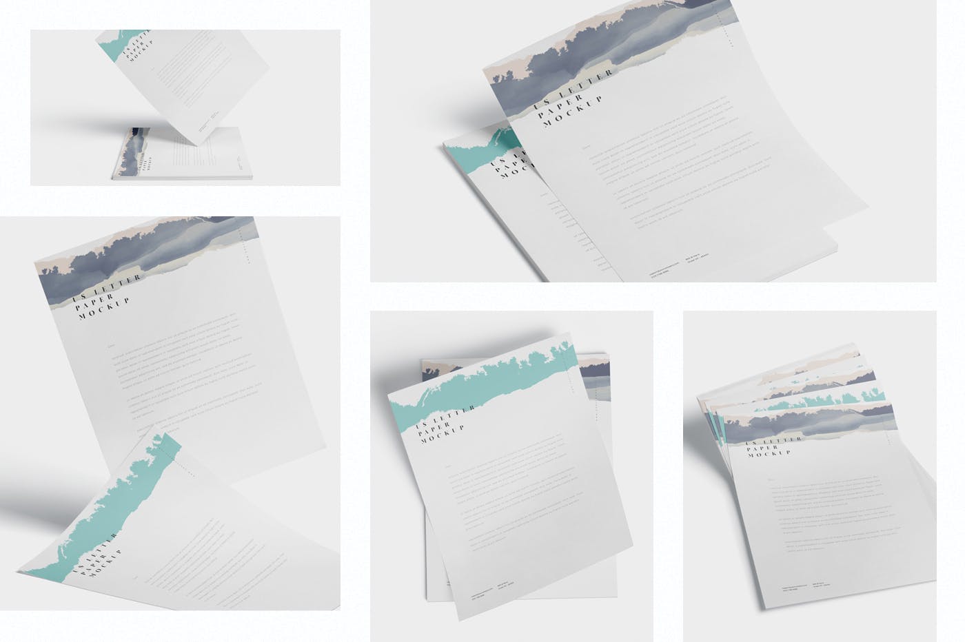 美国尺寸规格信纸设计样机模板 5 US Letter Paper Mockups插图(1)