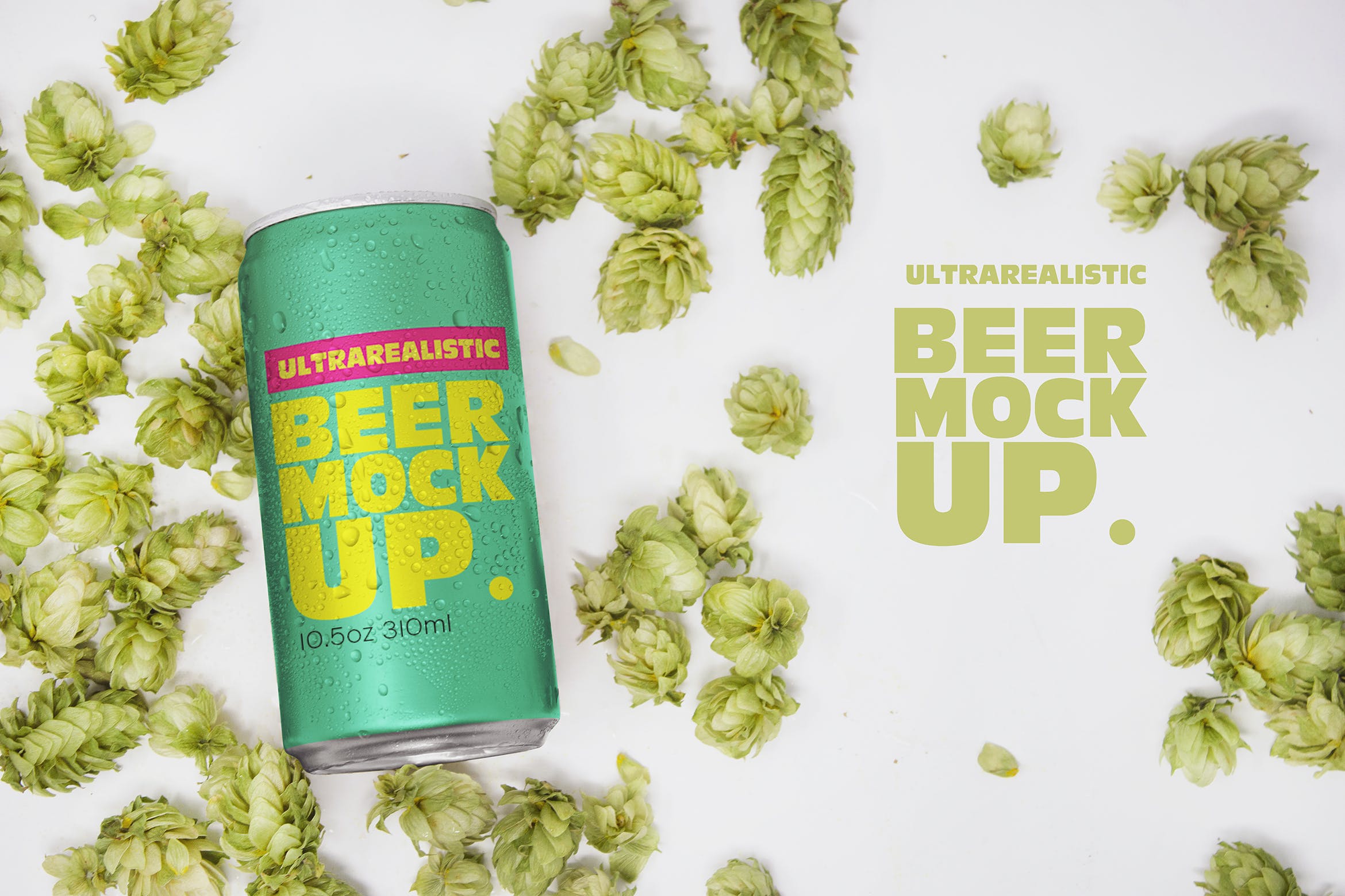 10盎司啤酒罐易拉罐外观设计效果图俯视图素材库精选 10oz Beer Can Mockup插图