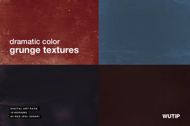 10个奇幻独特颜色颜料污迹纹理套装 10 Dramatic Color Grunge Textures插图(1)