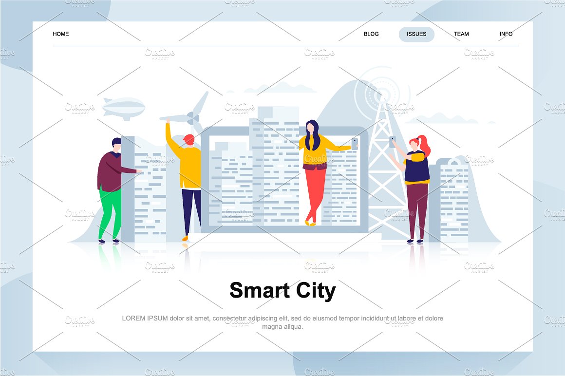 现代化扁平设计理念Web仪表盘登录页面模板 Landing Page Templates插图(13)