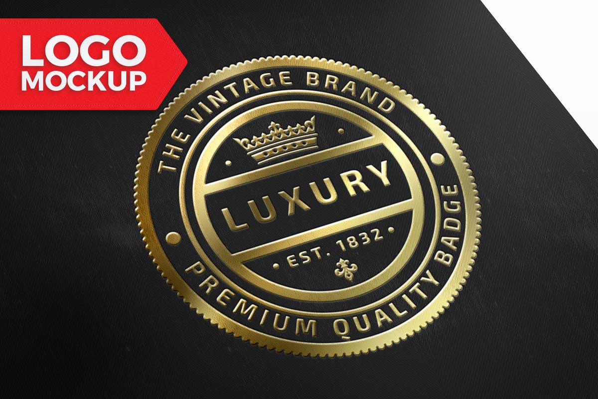 烫金效果商标Logo设计预览素材库精选模板 Gold Logo Mock-Up插图