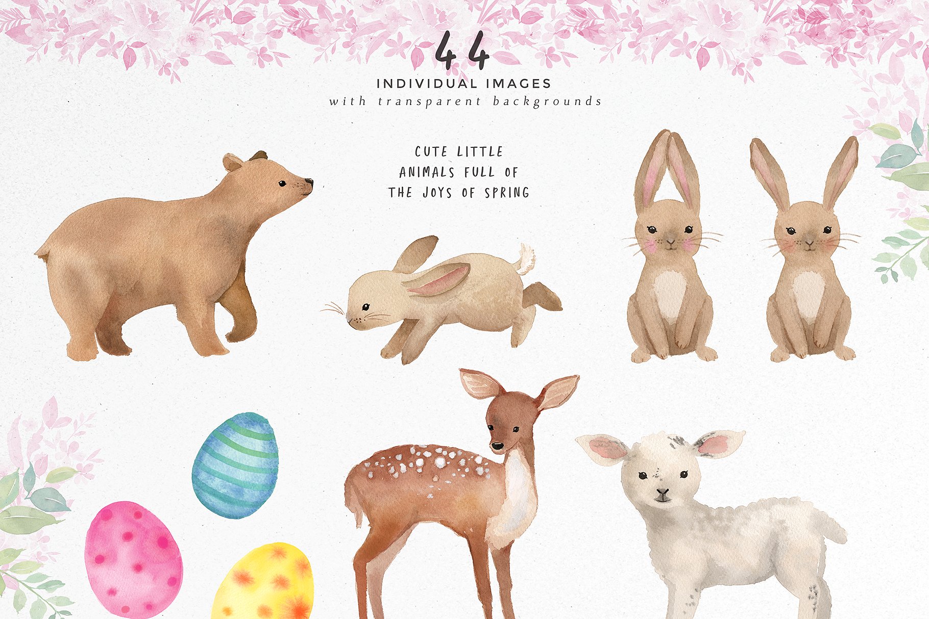 春天的大自然水彩剪贴画合集 Clipart Set – Spring Meadow插图(1)