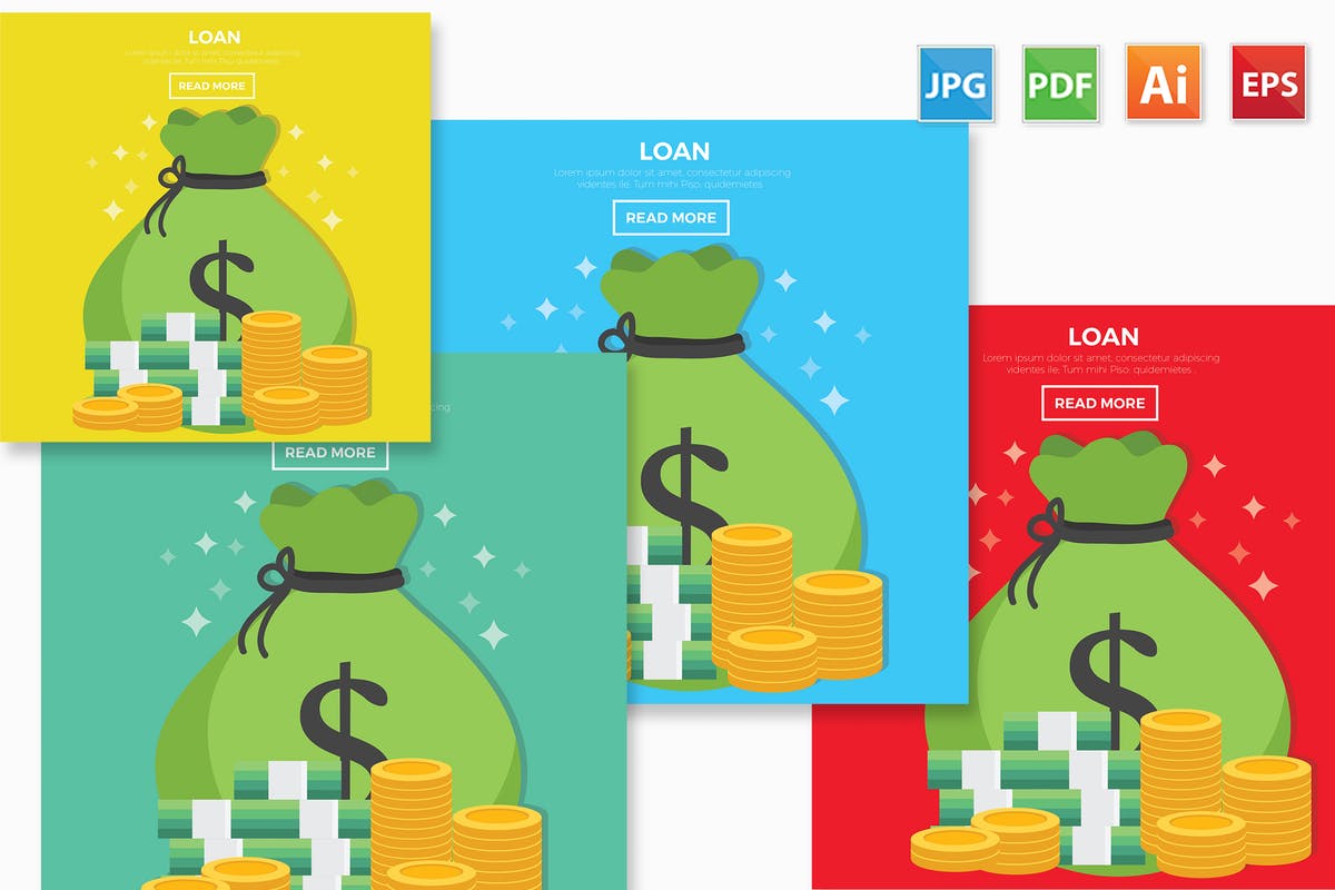 P2P互联网金融网上贷款矢量插画素材 Loan design插图