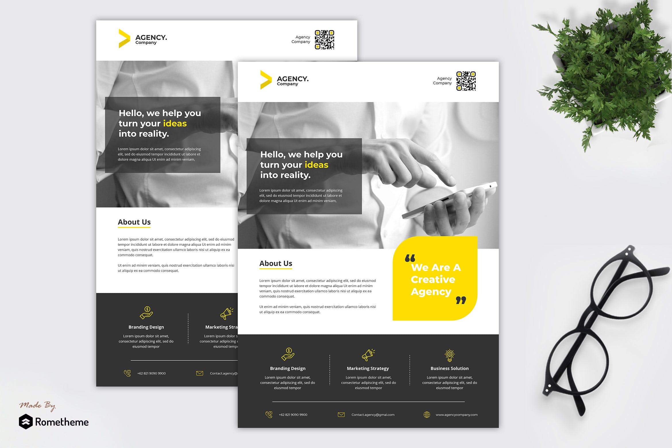 创意代理企业简介宣传单设计模板 Agency – Corporate Flyer TS插图