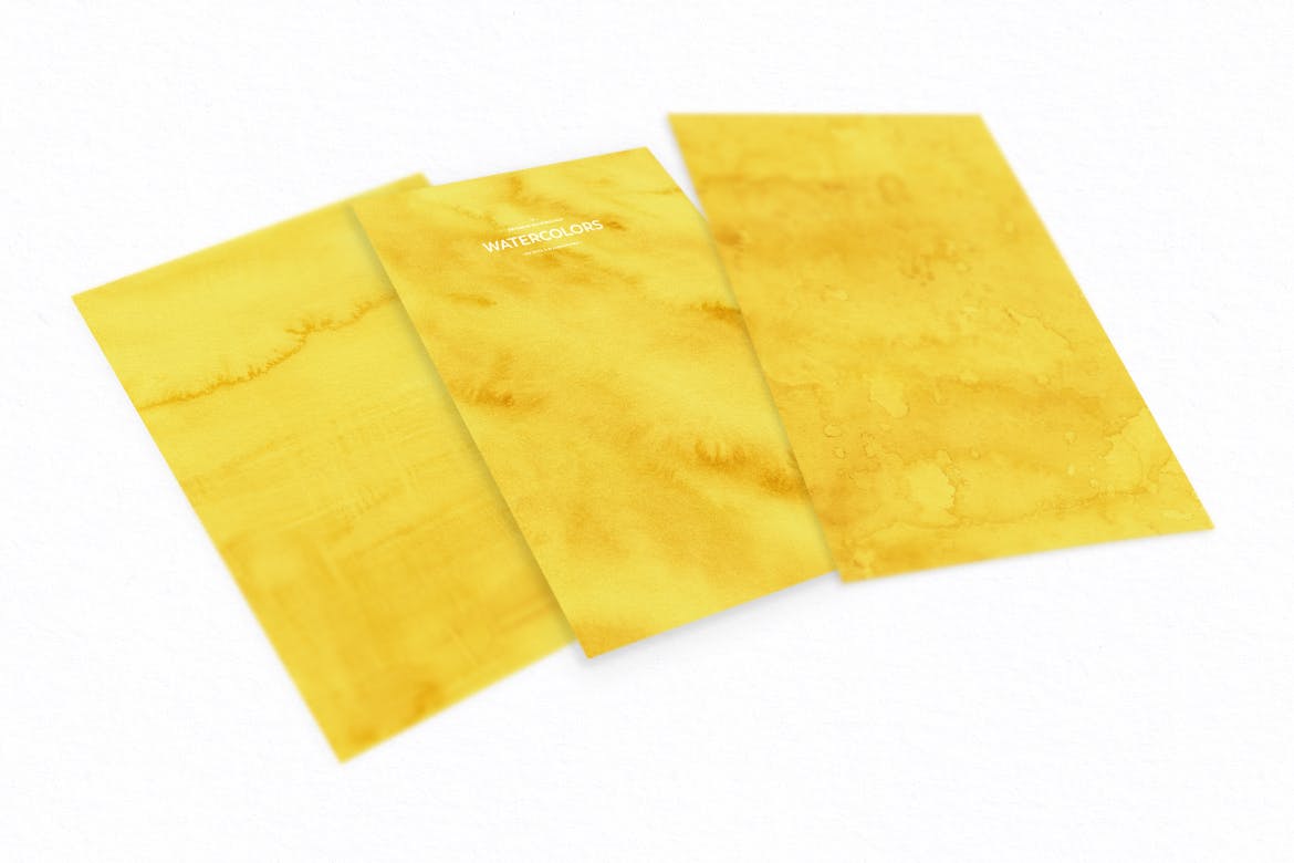黄色水彩肌理仿纸张纹理背景素材 Watercolor Backgrounds插图(2)