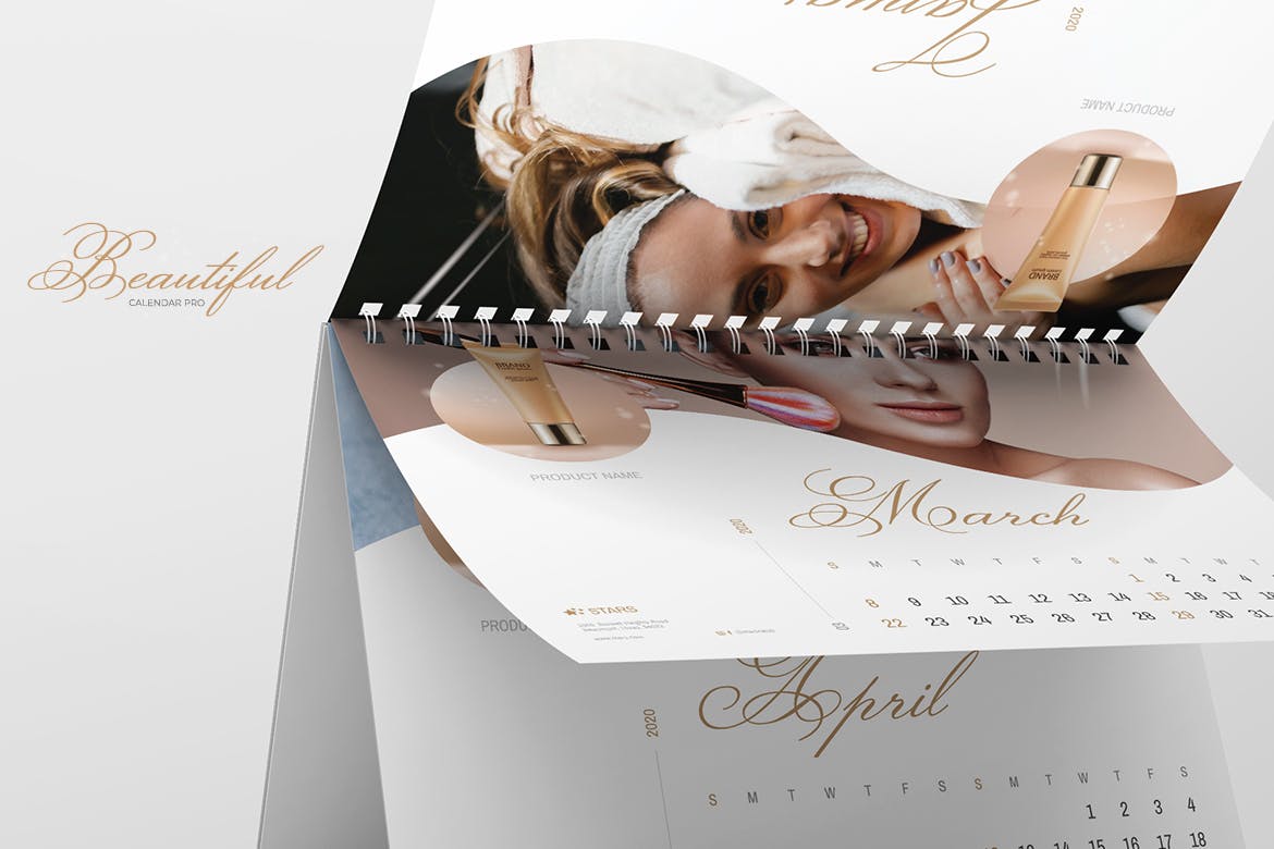 2020年美容行业定制横版活页台历设计模板 2020 Beauty Creative Calendar Pro插图(8)