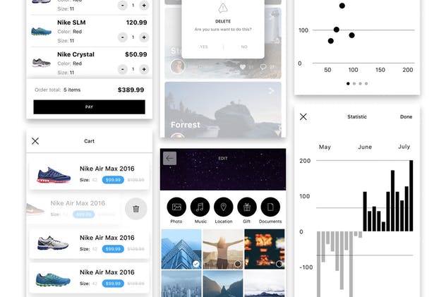 小众轻奢社交媒体电子商务 APP UI 套件 Hello UI Kit Mod. 2插图(12)