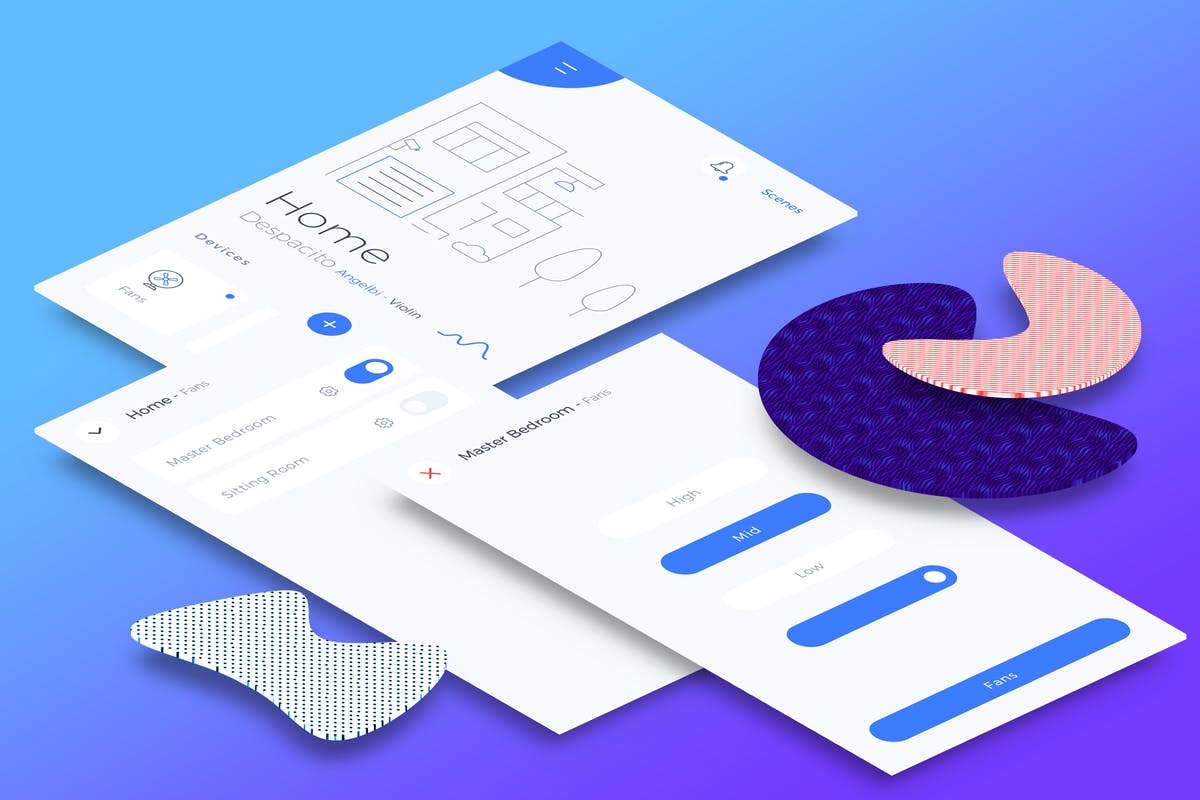 智能家居APP应用风扇控制界面设计模板 Smart Home Fans Mobile Ui插图