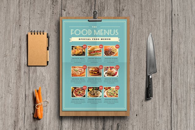 复古设计风格西式餐厅菜单设计PSD模板 Retro Vintage Food Menu插图(5)