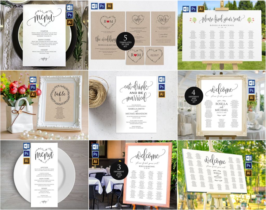 婚礼邀请物料套装打包下载[ai,psd]插图(1)