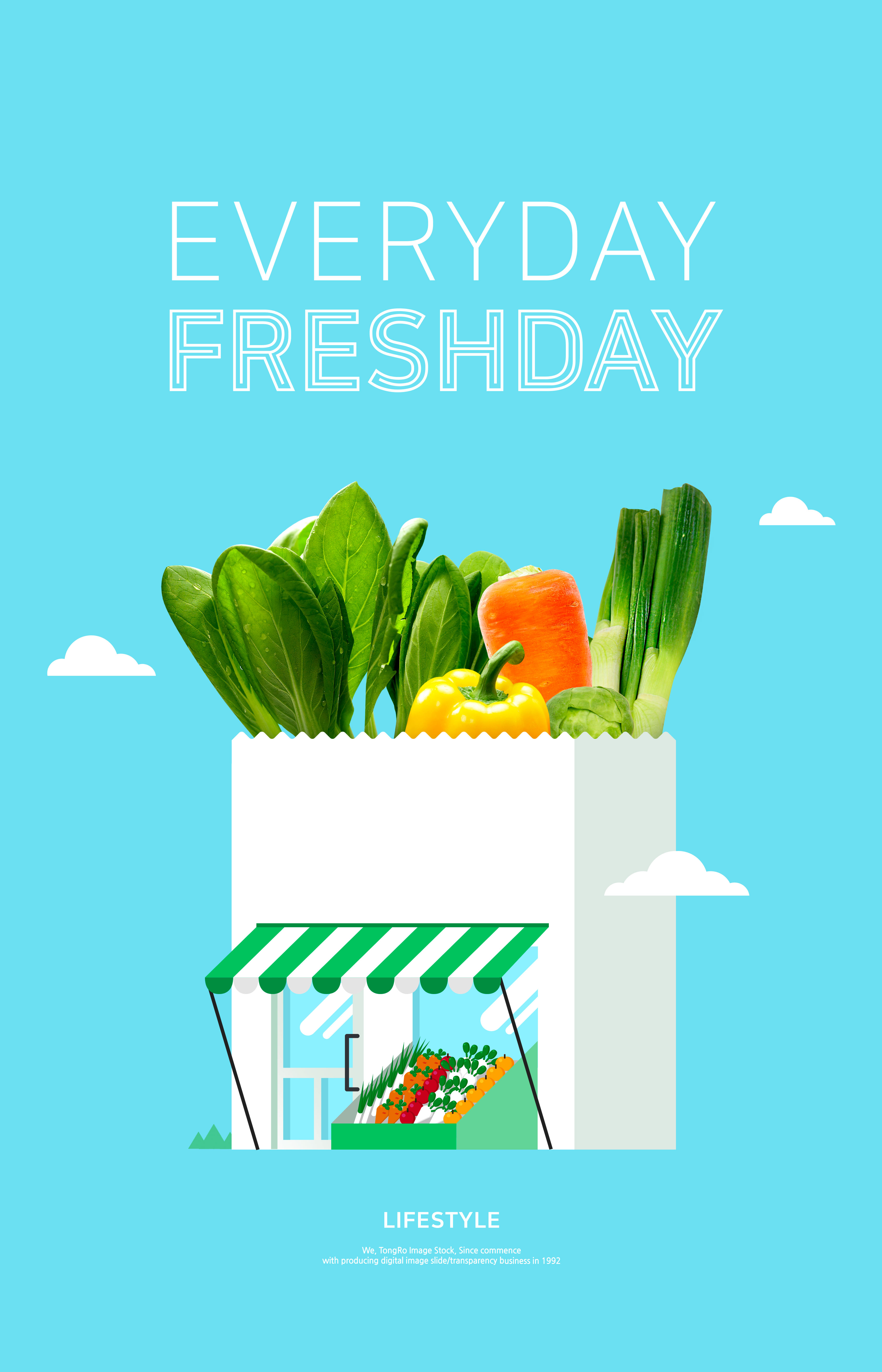 新鲜有机蔬菜创意宣传海报模板插图