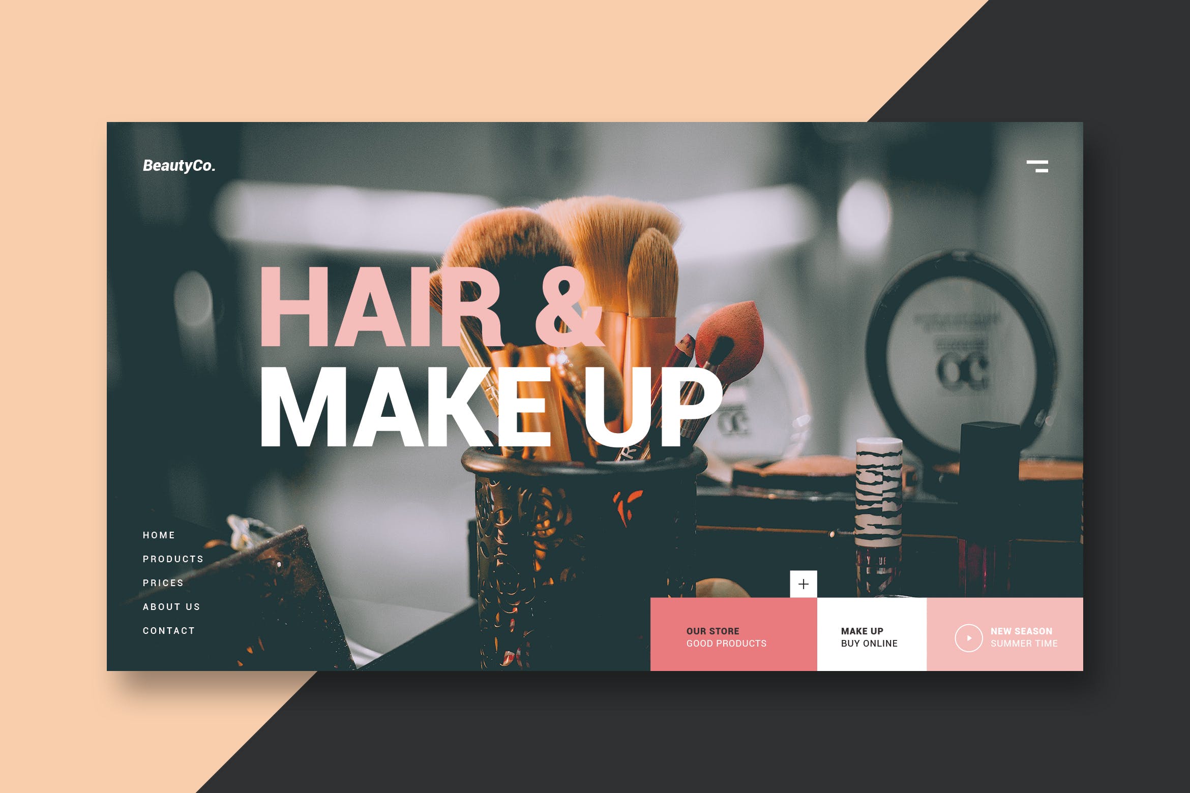 美容化妆品品牌网站着陆页设计素材库精选模板 Beauty Store –  Landing Page插图