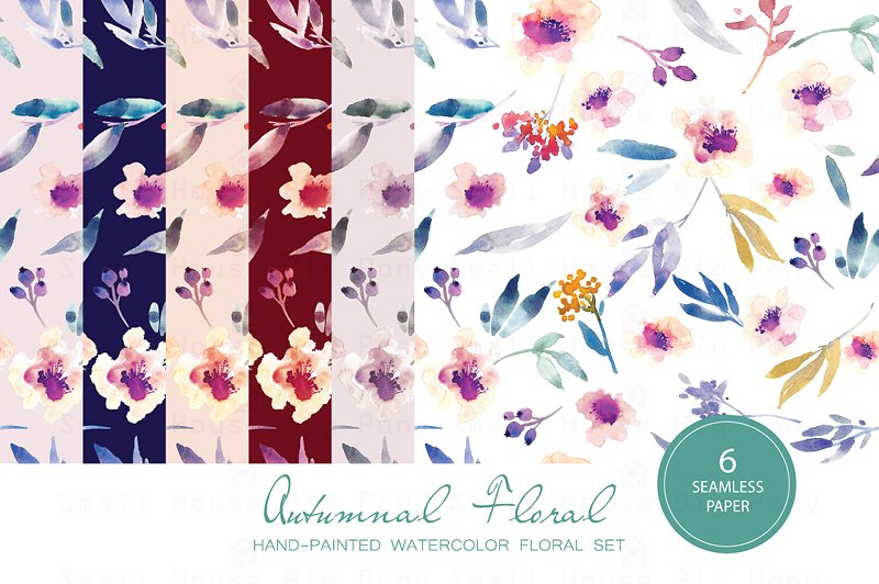 秋天花卉水彩剪贴画 Autumnal Floral- Watercolor Clipart插图(3)