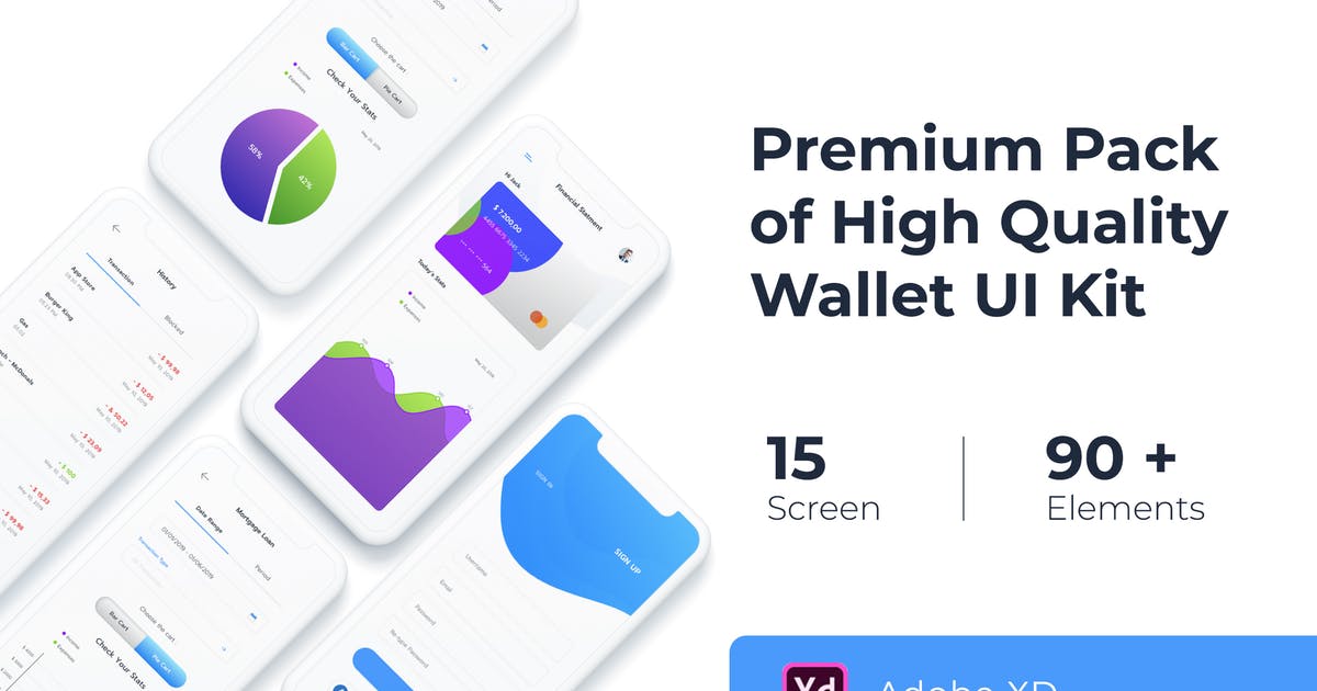 手机支付电子钱包APP应用UI设计套件XD模板 Wallet UI KIT for XD插图