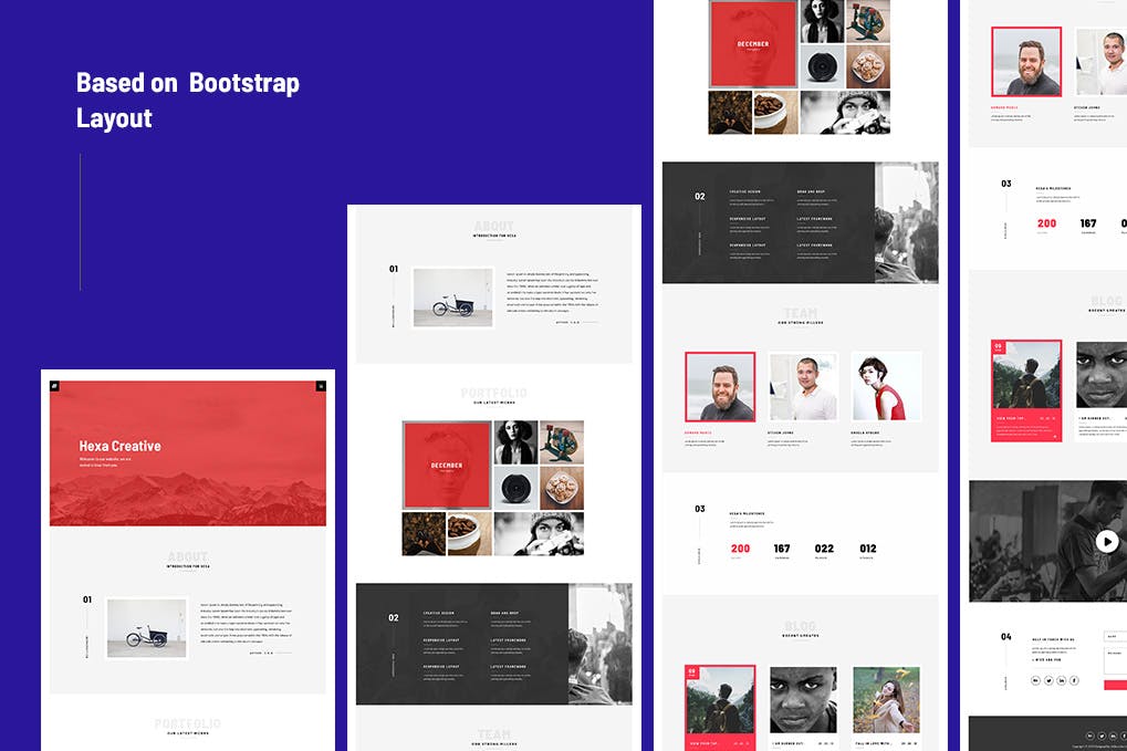 创意现代设计风格网站UI设计套件[SKETCH&PSD] HEXA Creative Website UI Kit插图(1)