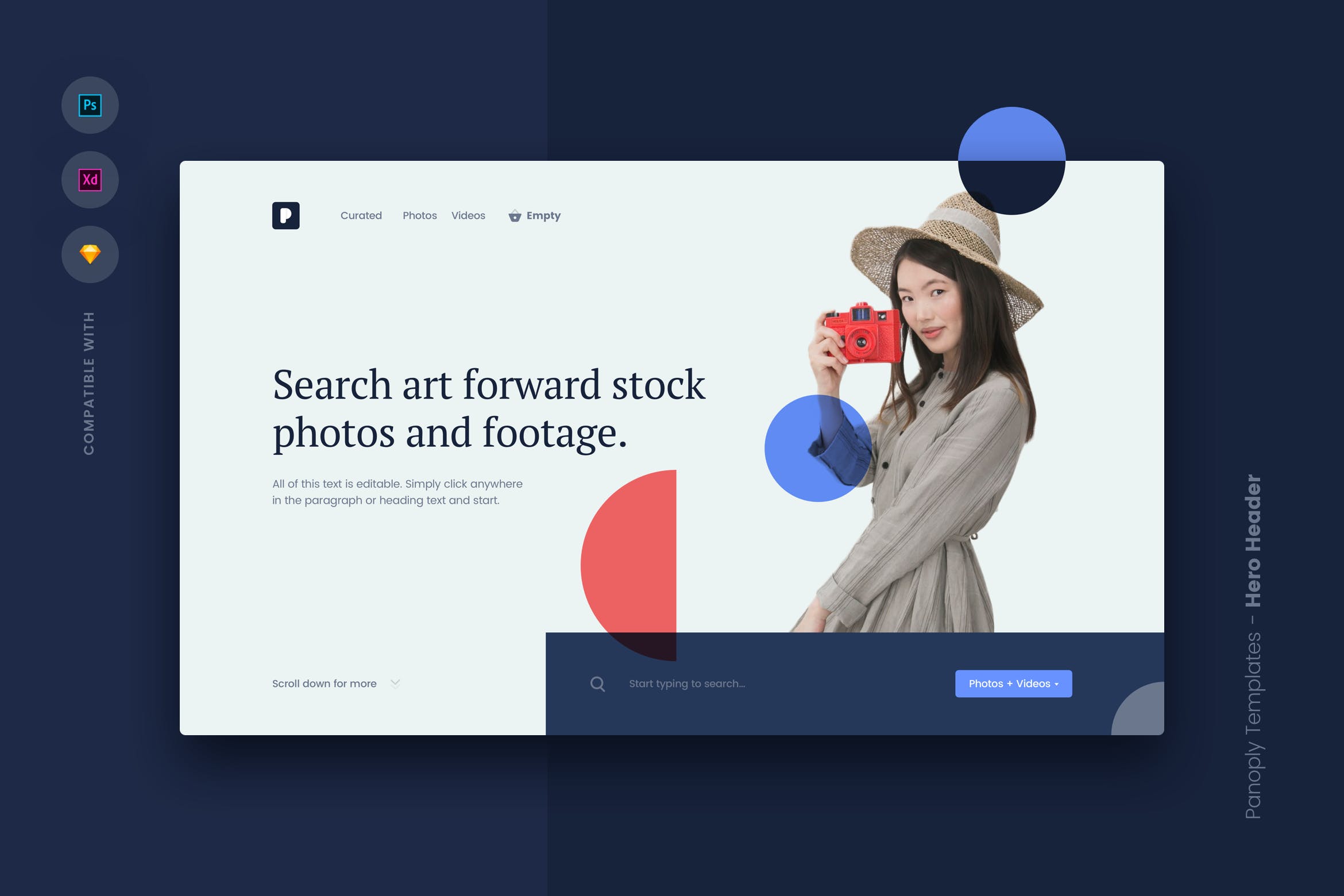 简约风照片视频服务网站UI设计套件 Web Templates UI Kit – Hero Header 5插图