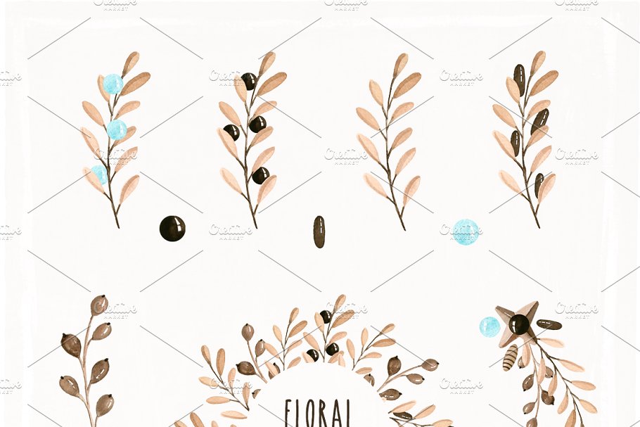 婴儿儿童主题水彩剪贴画 Watercolor Baby Dreams插图(1)