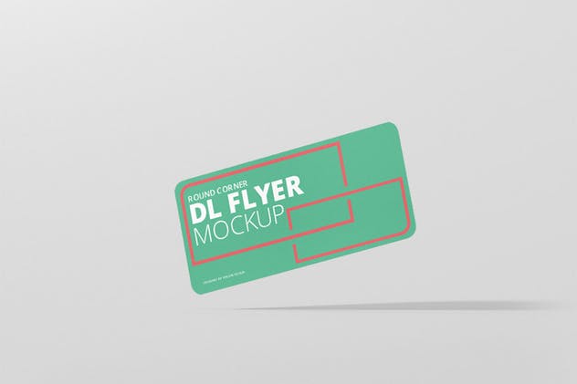 简约DL尺寸平面圆角传单样机 DL Horizontal Flyer Round Corner Mockup插图(6)