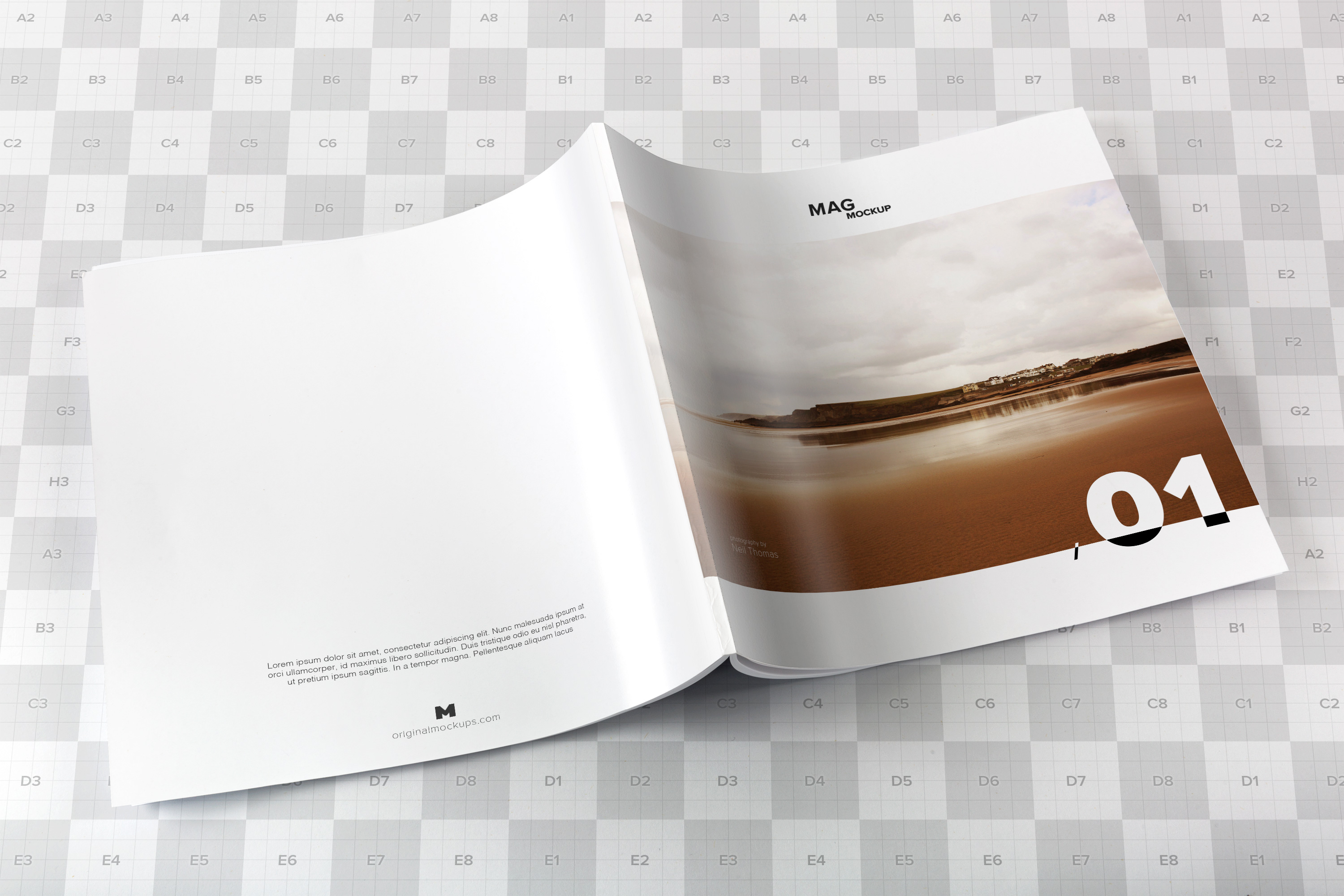 方形杂志封面＆封底印刷效果图样机 Square Magazine Back Cover Mockup插图