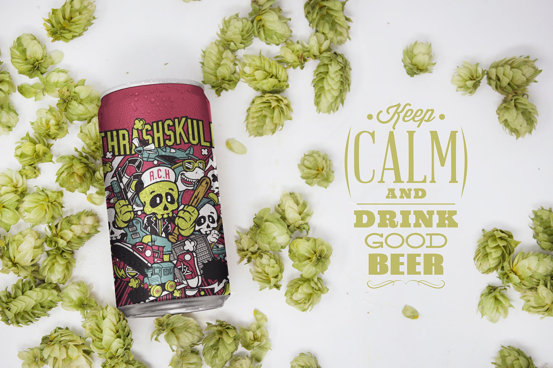 10盎司啤酒罐易拉罐外观设计效果图俯视图素材库精选 10oz Beer Can Mockup插图(3)